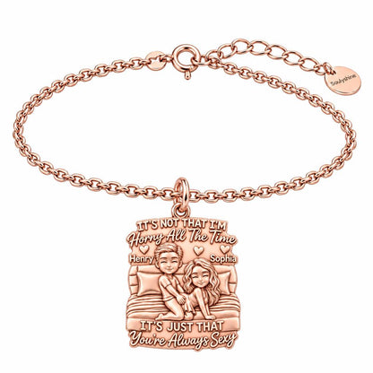 Always Sexy Couple Charm Bracelet Set – rose gold, front view