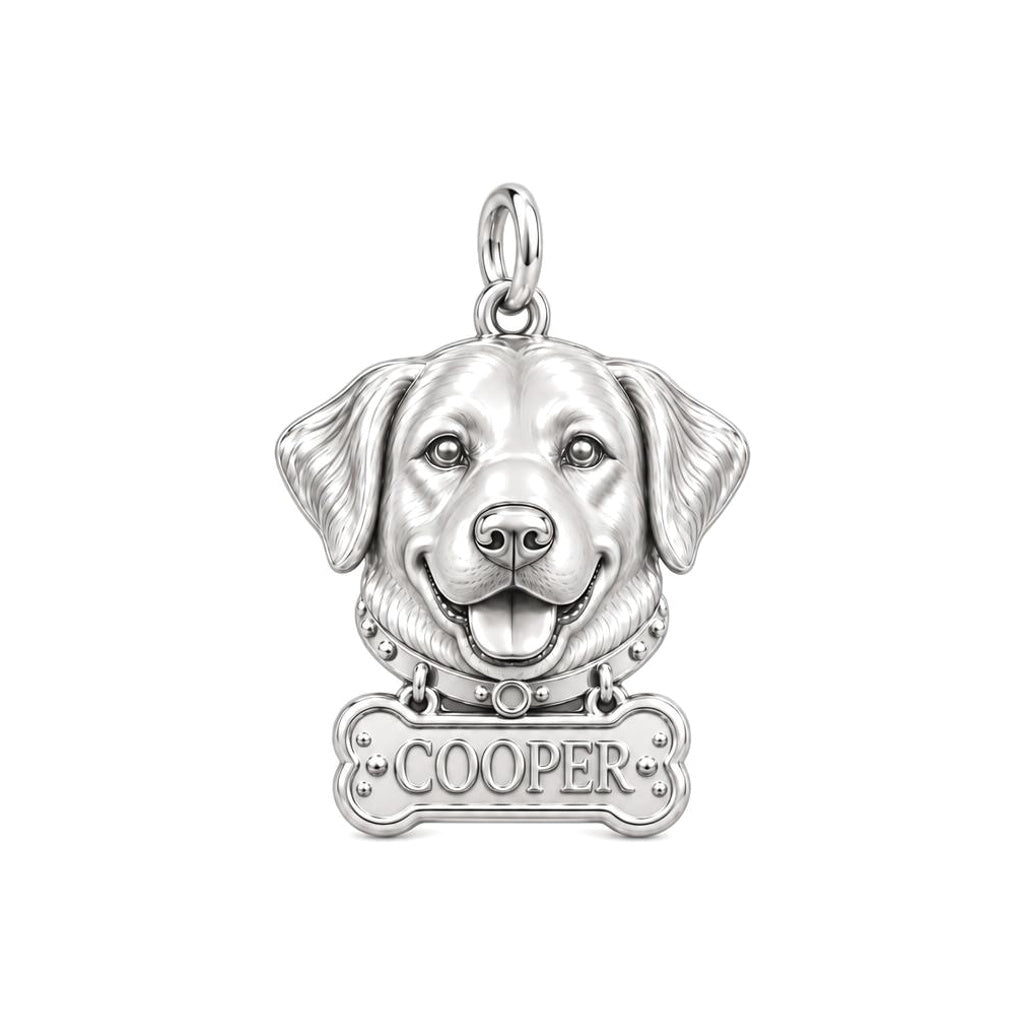 Always Smiling Pet Portrait Charm Bracelet – Personalized Dog Mom Gift – silver charm, front view