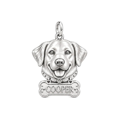 Always Smiling Pet Portrait Charm Bracelet – Personalized Dog Mom Gift – silver charm, front view