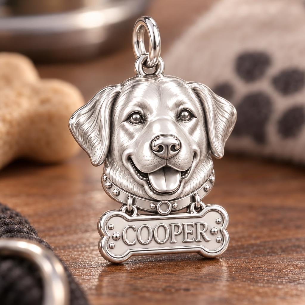 Always Smiling Pet Portrait Charm Bracelet – Personalized Dog Mom Gift – macro detail of the charm