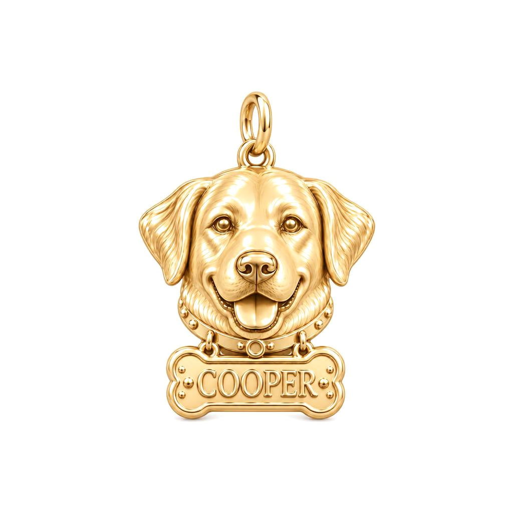 Always Smiling Pet Portrait Charm Bracelet – Personalized Dog Mom Gift – 18K gold charm, front view