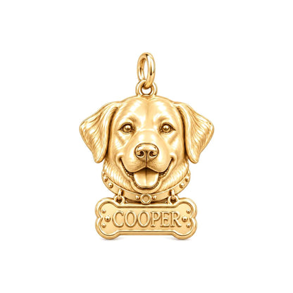 Always Smiling Pet Portrait Charm Bracelet – Personalized Dog Mom Gift – 18K gold charm, front view
