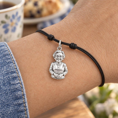 Always With Me Memorial Charm Bracelet – Personalized Gift – worn on the wrist on a black cord bracelet