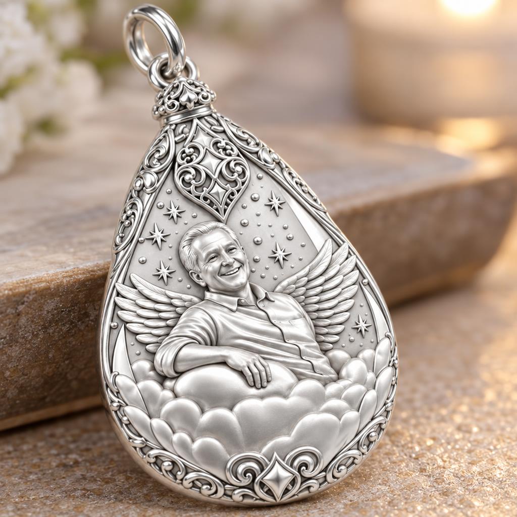 Always With You Angel Charm Bracelet – Personalized Memorial Gift – macro detail of the charm