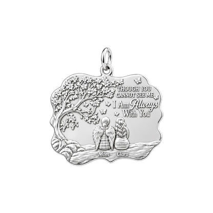 Always With You Angel Charm Bracelet – Personalized Mom Gift – silver plated 3 cm charm, front view