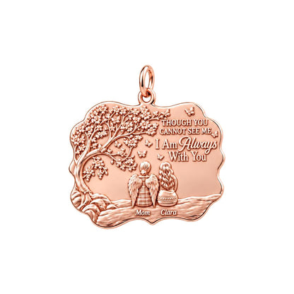 Always With You Angel Charm Bracelet – Personalized Mom Gift – rose gold 3 cm charm, front view