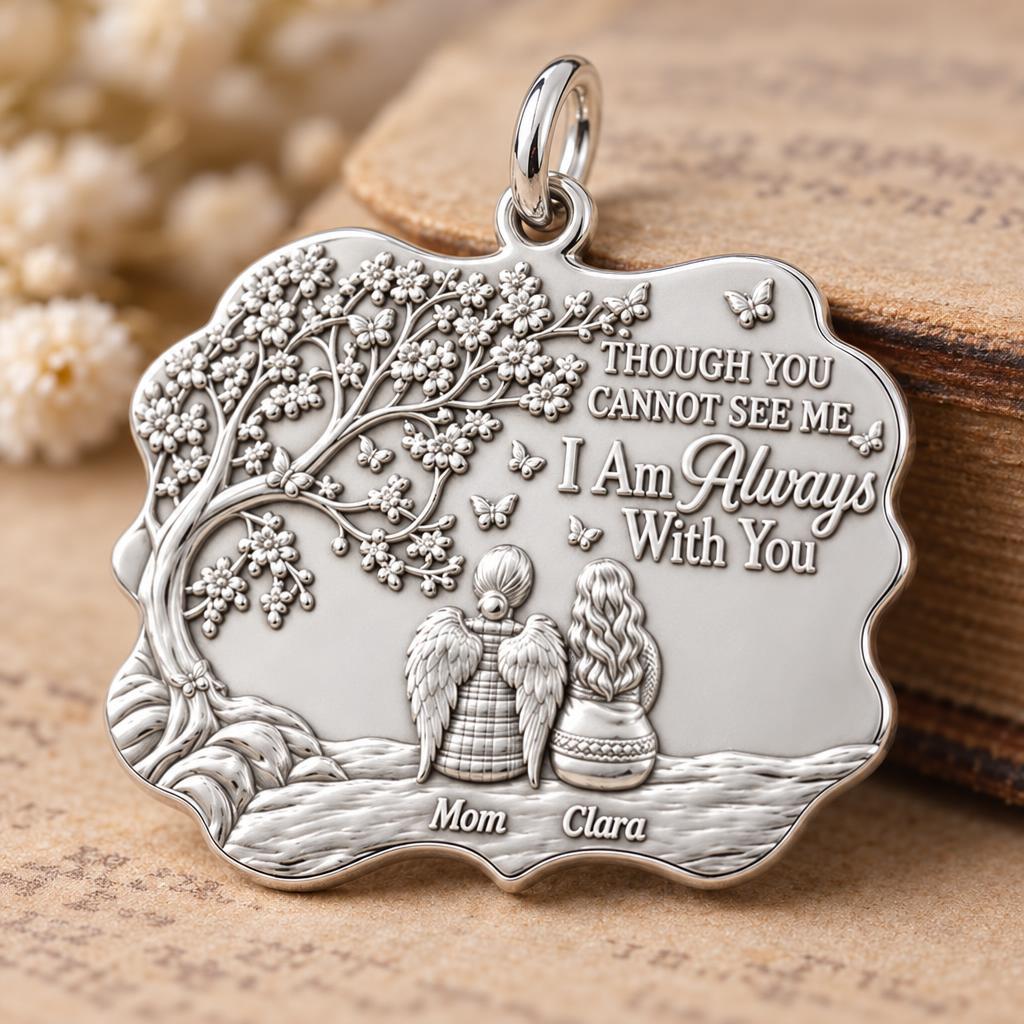 Always With You Angel Charm Bracelet – Personalized Mom Gift – macro detail of the charm