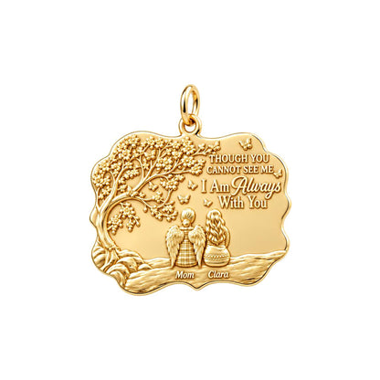 Always With You Angel Charm Bracelet – Personalized Mom Gift – 18K gold plated 3 cm charm, front view