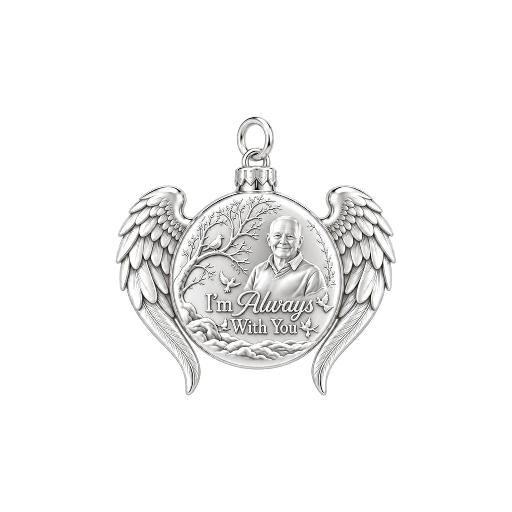 Always With You Angel Wings Charm Bracelet – Personalized Memorial – silver plated 3 cm charm, front view