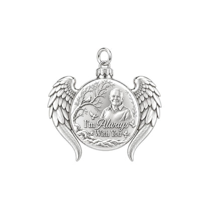 Always With You Angel Wings Charm Bracelet – Personalized Memorial – silver plated 3 cm charm, front view