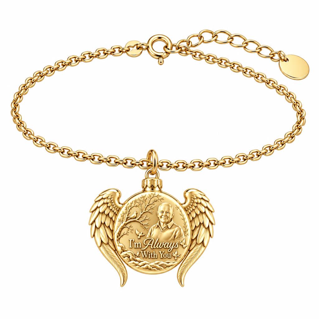 Always With You Angel Wings Charm Bracelet Set – 18K gold, front view