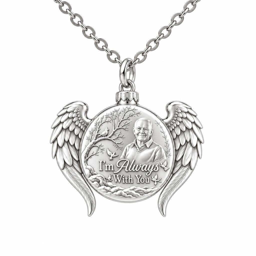 Always With You Angel Wings Charm Necklace Set – silver, front view