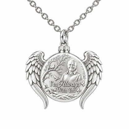 Always With You Angel Wings Charm Necklace Set – silver, front view