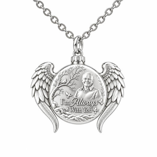 Always With You Angel Wings Charm Necklace Set – silver, front view