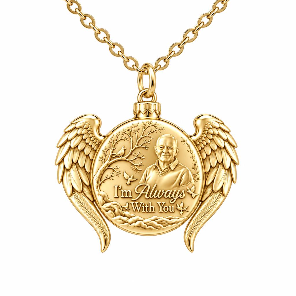Always With You Angel Wings Charm Necklace Set – 18K gold, front view