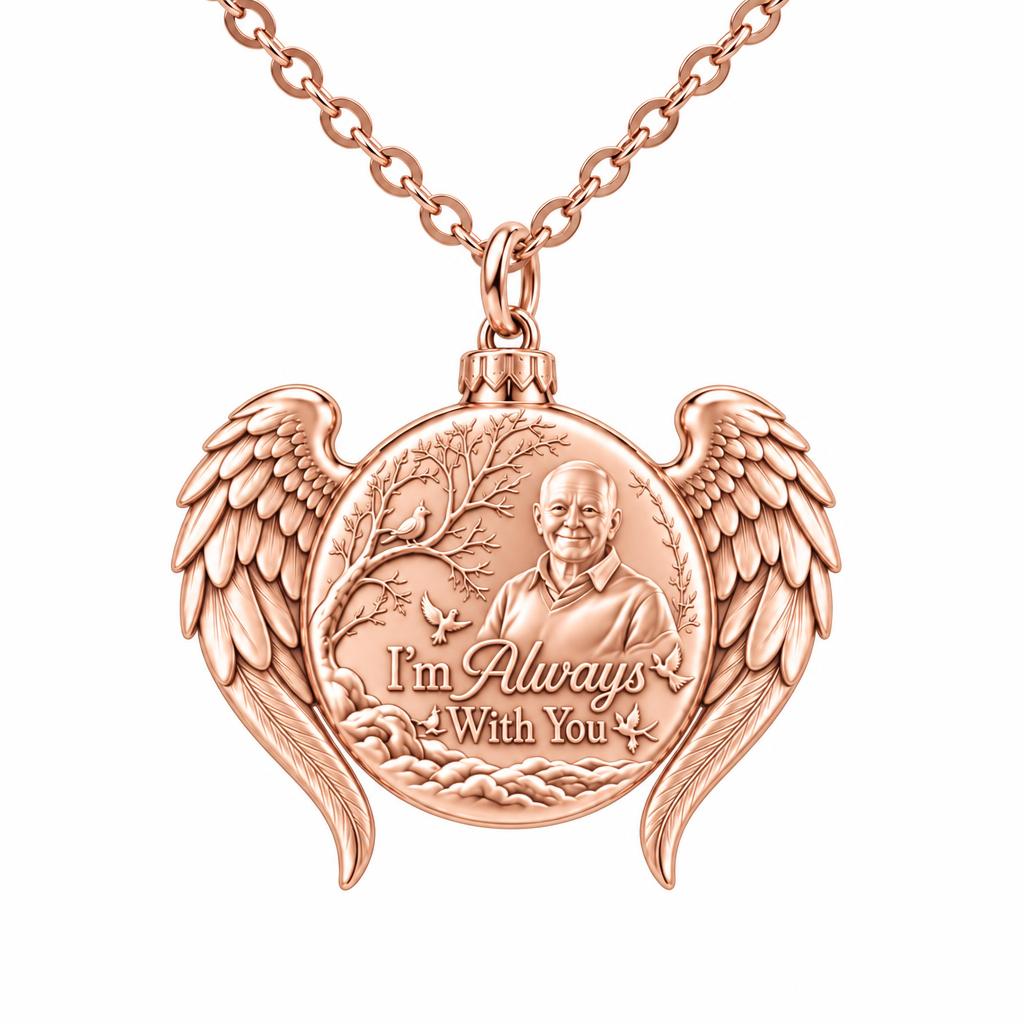 Always With You Angel Wings Charm Necklace Set – rose gold, front view