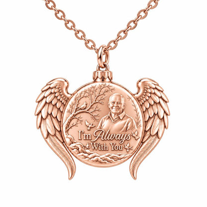 Always With You Angel Wings Charm Necklace Set – rose gold, front view