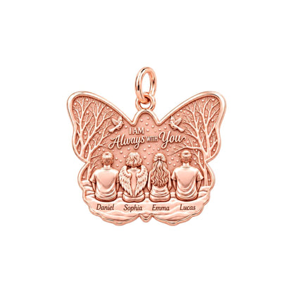 Always With You Butterfly Charm Bracelet – Personalized Family Gift – rose gold 3 cm charm, front view