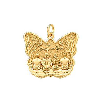 Always With You Butterfly Charm Bracelet – Personalized Family Gift – 18K gold plated 3 cm charm, front view