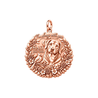 Always With You Cardinal Charm Bracelet – Personalized Dog Mom Gift – rose gold 2 cm charm, front view