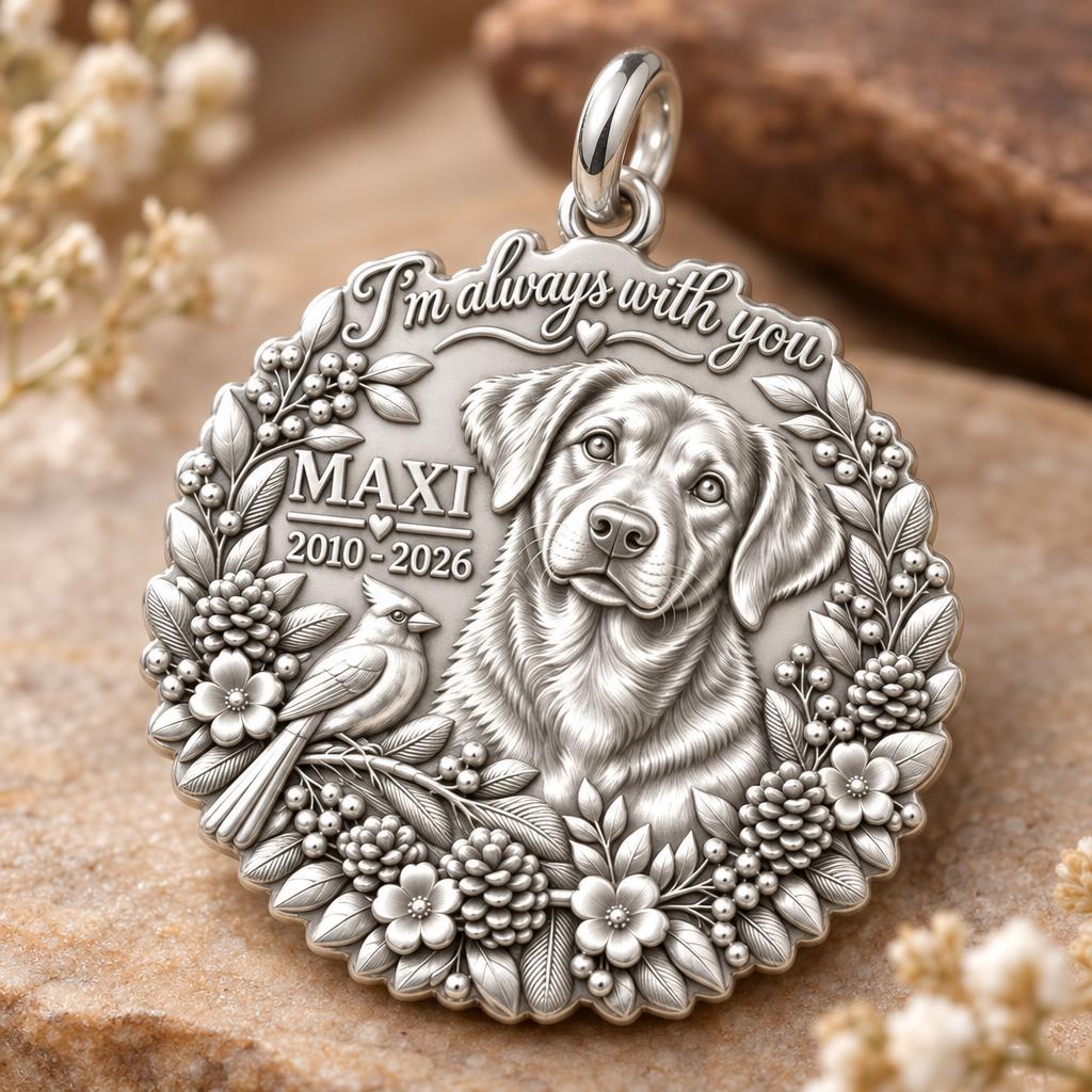 Always With You Cardinal Charm Bracelet – Personalized Dog Mom Gift – macro detail of the charm