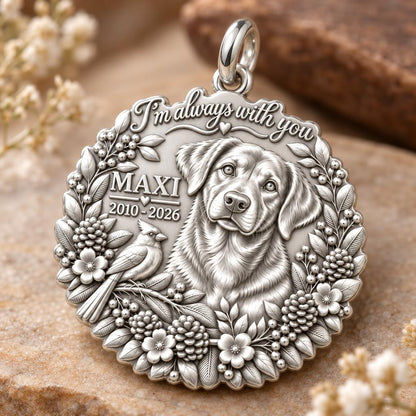 Always With You Cardinal Charm Bracelet – Personalized Dog Mom Gift – macro detail of the charm