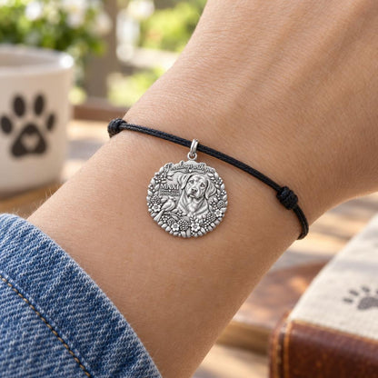 Always With You Cardinal Charm Bracelet – Personalized Dog Mom Gift – worn on the wrist on a black cord bracelet