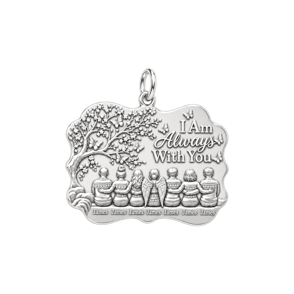 Always With You Family Charm Bracelet – Personalized Family Gift – silver plated 3 cm charm, front view