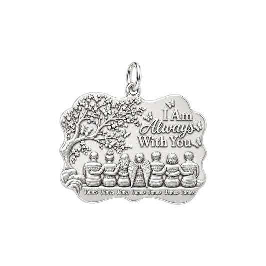 Always With You Family Charm Bracelet – Personalized Family Gift – silver plated 3 cm charm, front view