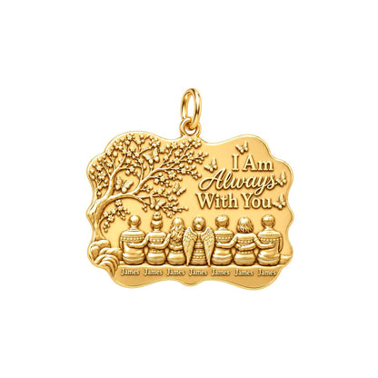 Always With You Family Charm Bracelet – Personalized Family Gift – 18K gold plated 3 cm charm, front view