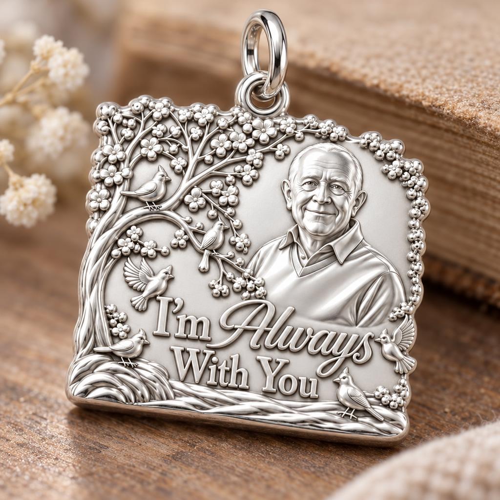 Always With You Portrait Charm Bracelet – Personalized Mom Gift – macro detail of the charm