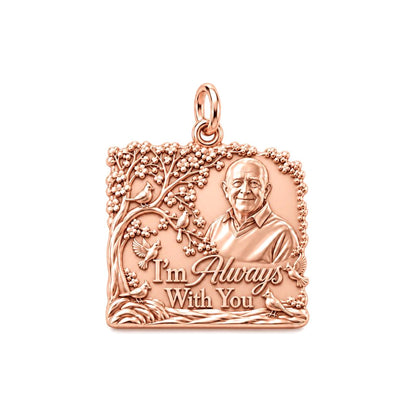 Always With You Portrait Charm Bracelet – Personalized Mom Gift – rose gold 2 cm charm, front view