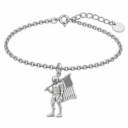 American Gridiron Pride Charm Bracelet Set – silver, front view