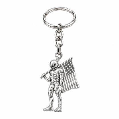 American Gridiron Pride Charm Keychain – silver, front view