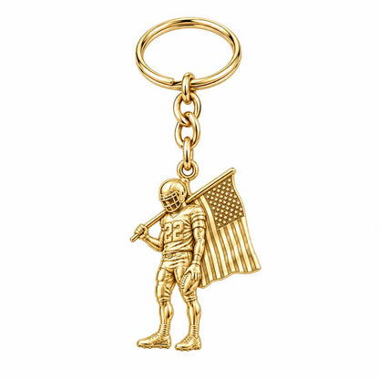 American Gridiron Pride Charm Keychain – 18K gold, front view