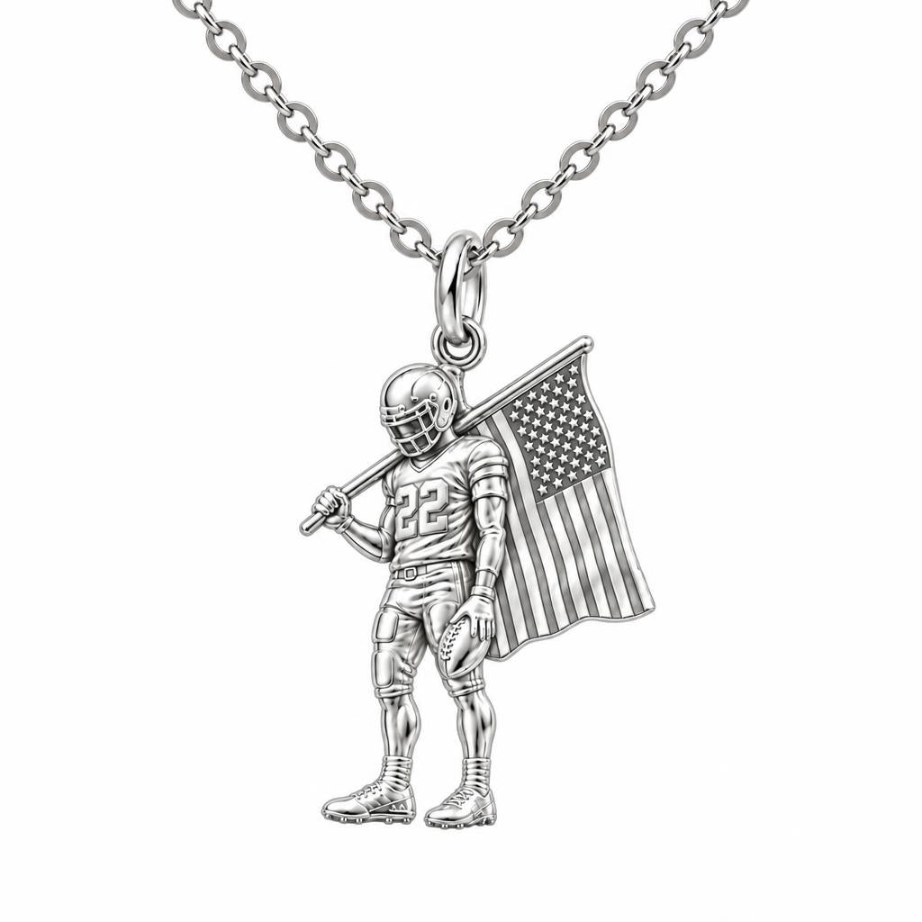 American Gridiron Pride Charm Necklace Set – silver, front view