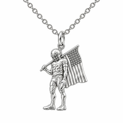 American Gridiron Pride Charm Necklace Set – silver, front view
