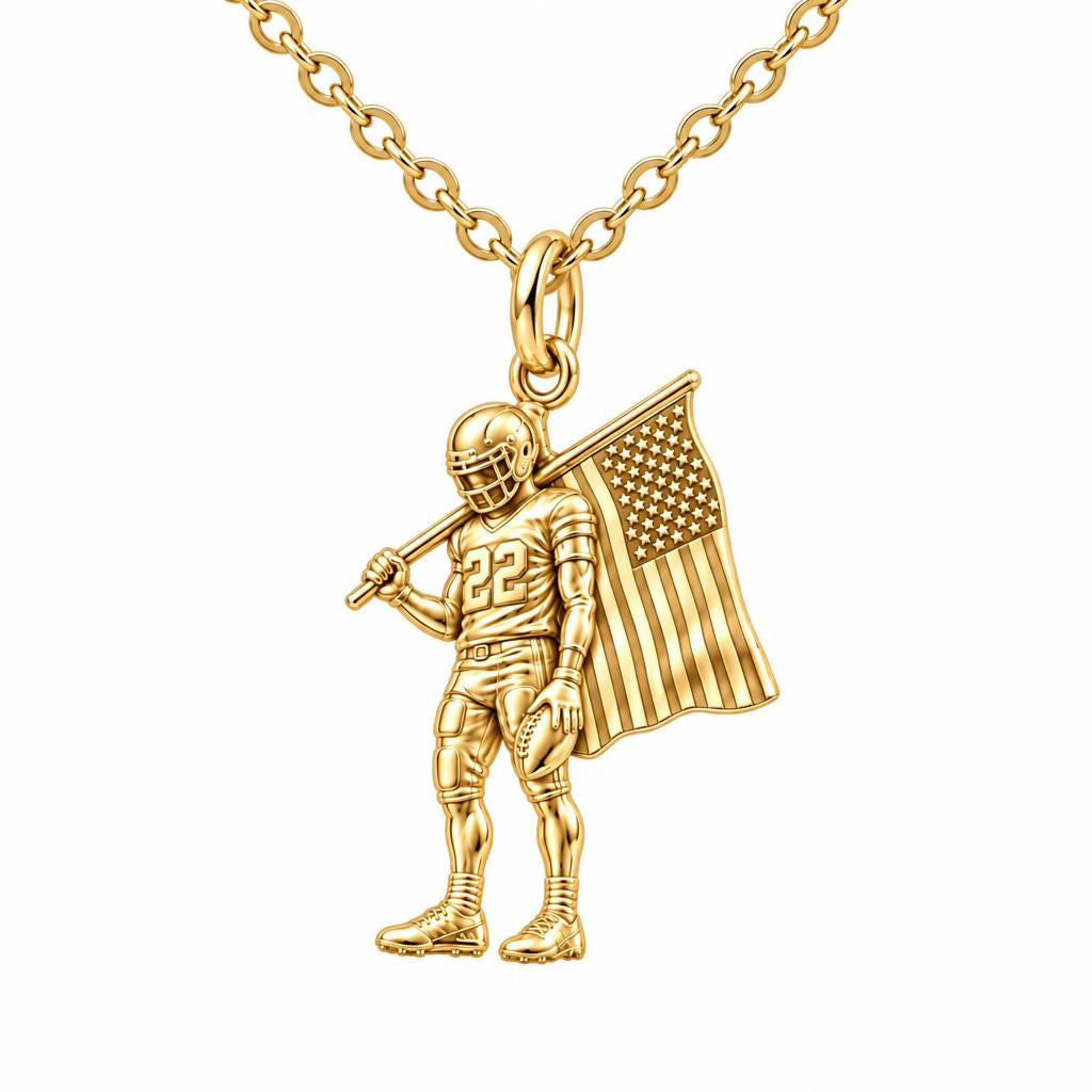 American Gridiron Pride Charm Necklace Set – 18K gold, front view