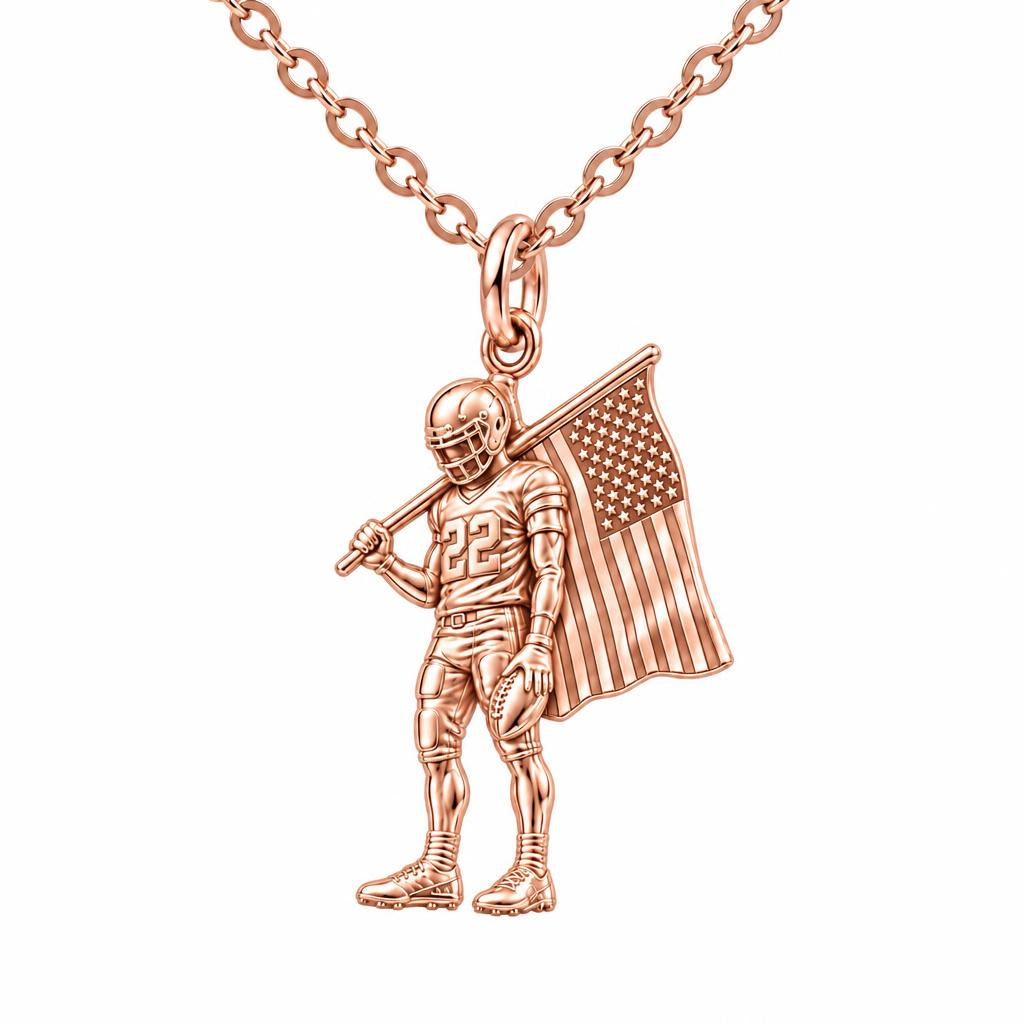 American Gridiron Pride Charm Necklace Set – rose gold, front view