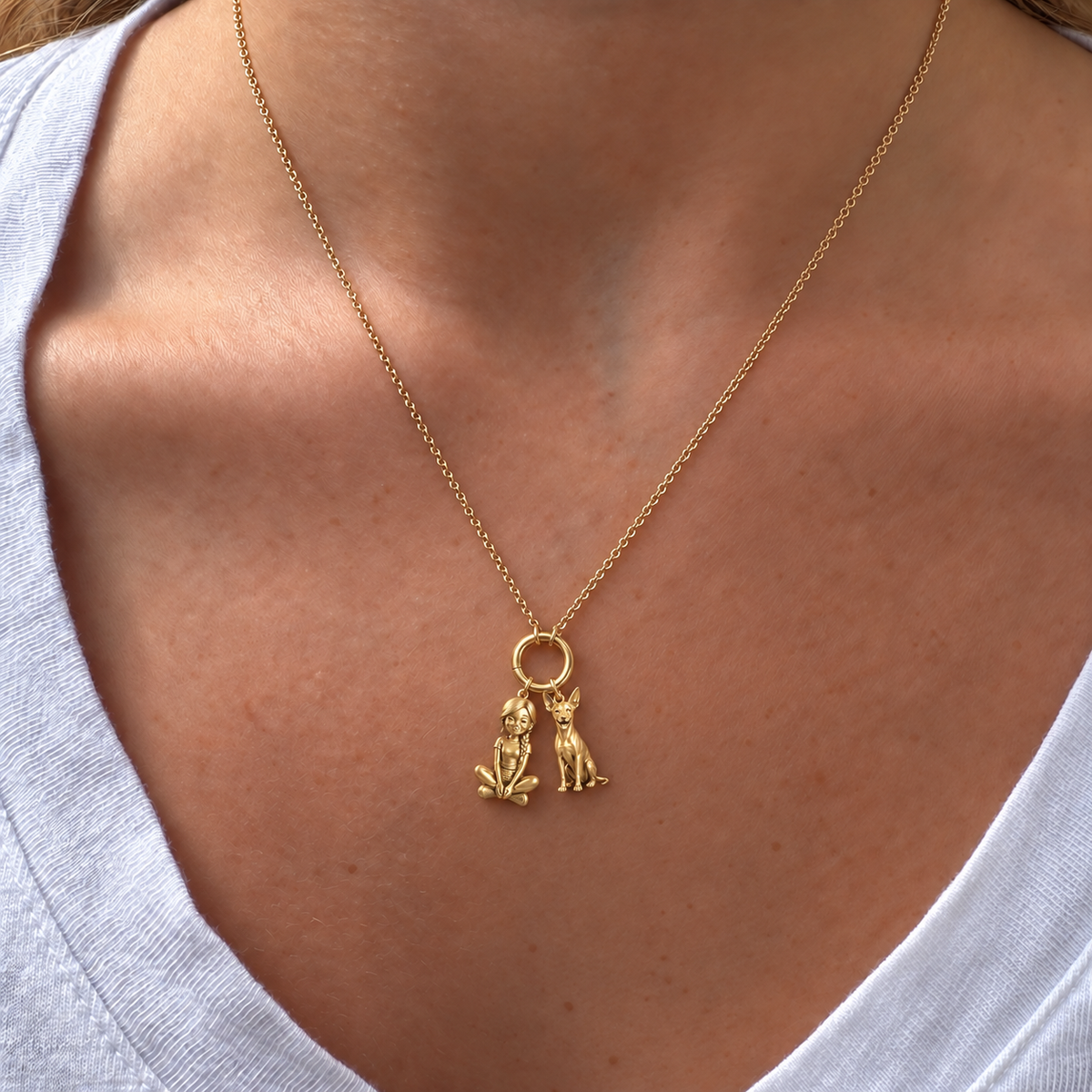 American Hairless Terrier - coated Purest Bond - The Petite Companion Charm Necklace — necklace model photo | skill-1126-20260910