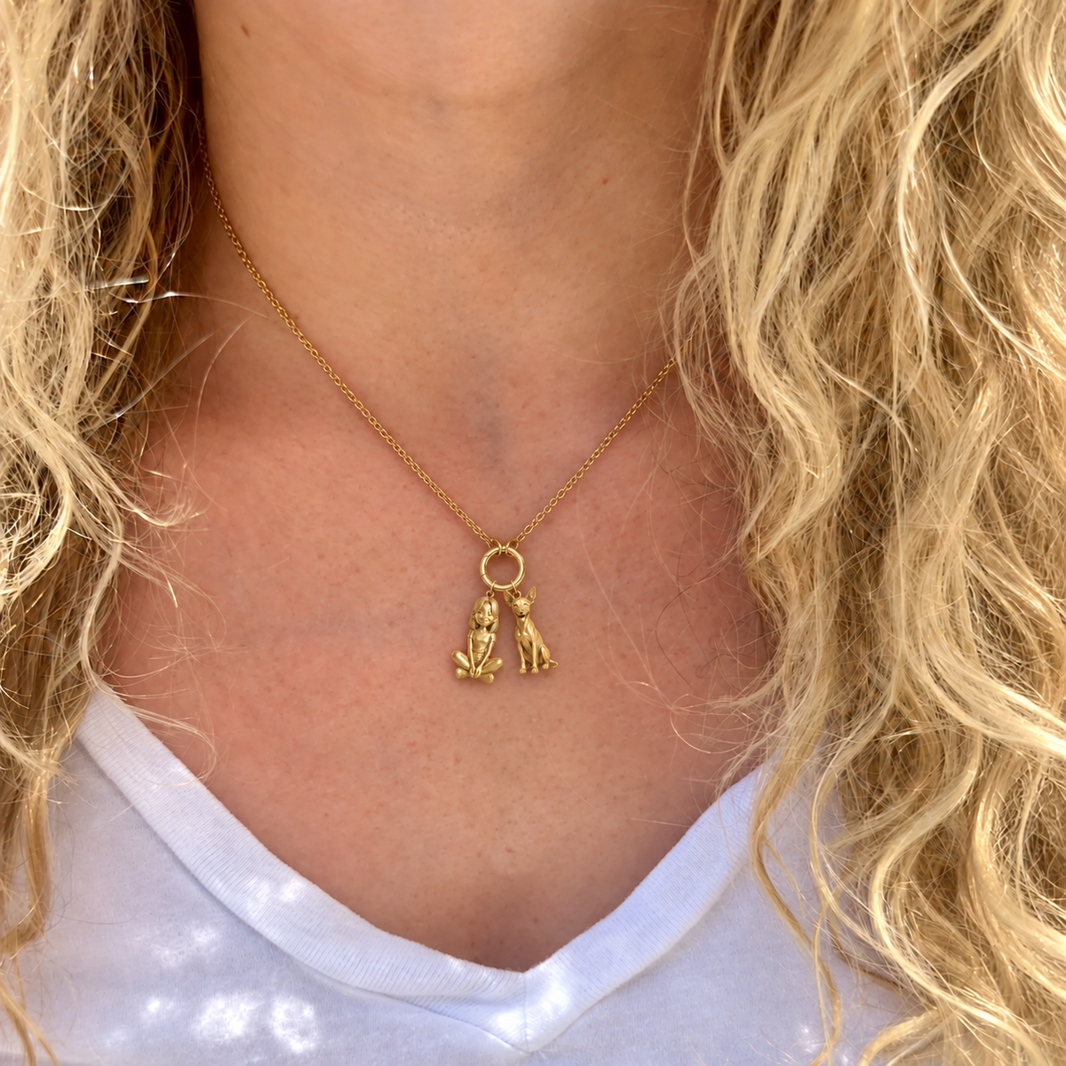 American Hairless Terrier - hairless Purest Bond - The Petite Companion Charm Necklace — necklace model photo | skill-1126-20260910