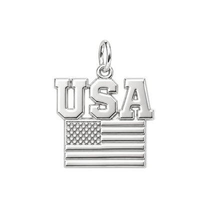 American Pride Charm Bracelet – Personalized Veteran Gift – silver charm, front view