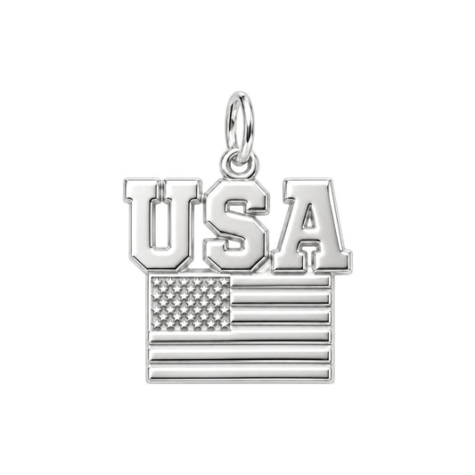 American Pride Charm Bracelet – Personalized Veteran Gift – silver charm, front view