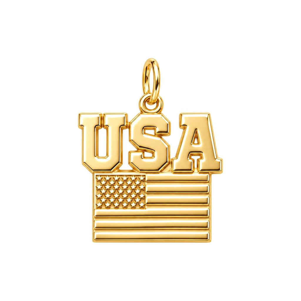 American Pride Charm Bracelet – Personalized Veteran Gift – 18K gold charm, front view