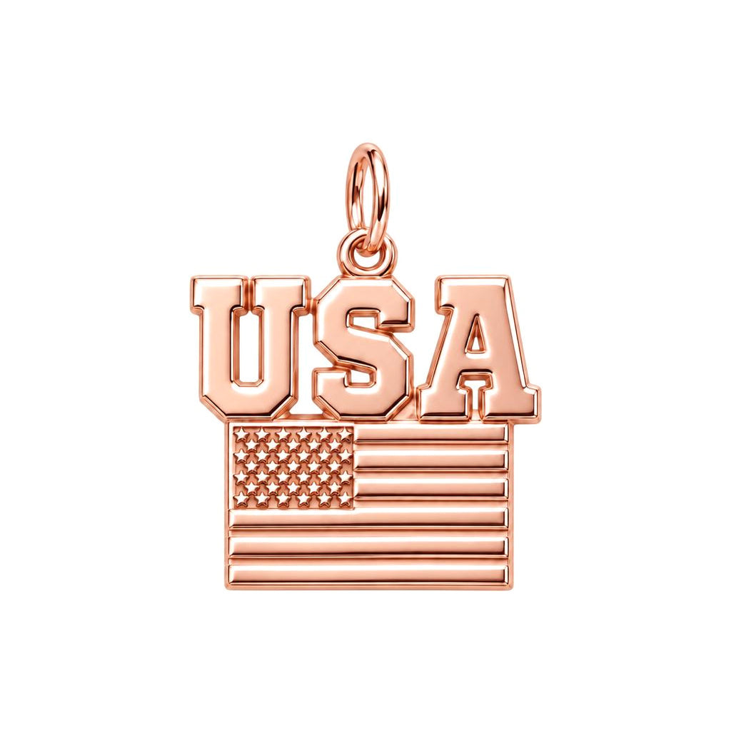 American Pride Charm Bracelet – Personalized Veteran Gift – rose gold charm, front view