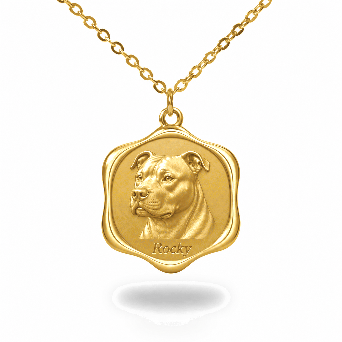 Soulyshine American Staffordshire Terrier Precious Paw personalized pet photo necklace - 18K Gold Vermeil front