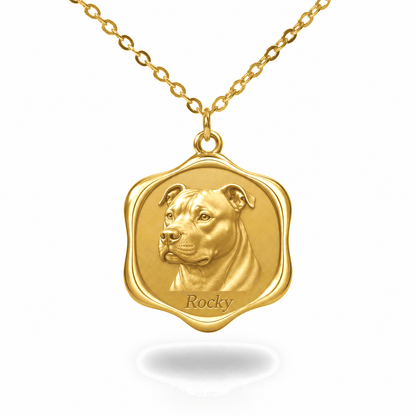 Soulyshine American Staffordshire Terrier Precious Paw personalized pet photo necklace - 18K Gold Vermeil front