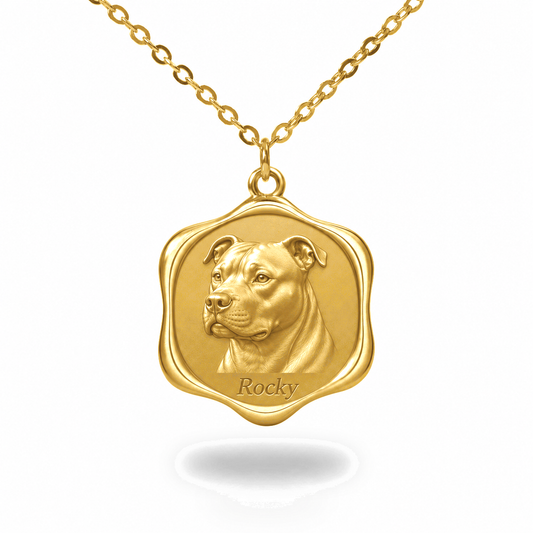 Soulyshine American Staffordshire Terrier Precious Paw personalized pet photo necklace - 18K Gold Vermeil front