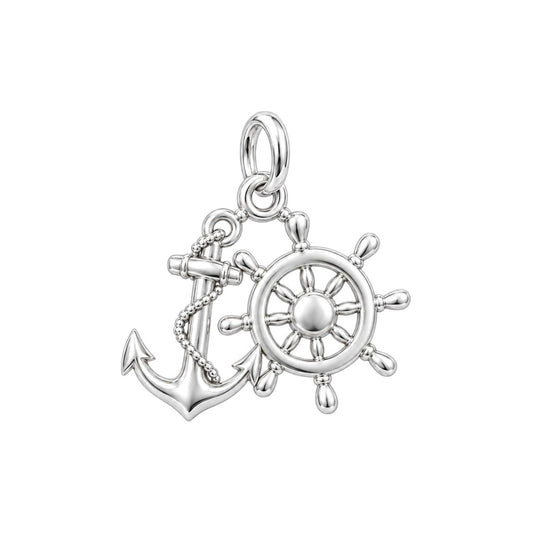 Anchor and Helm Charm Bracelet – Personalized Sailor Gift – back of the charm, engraving area