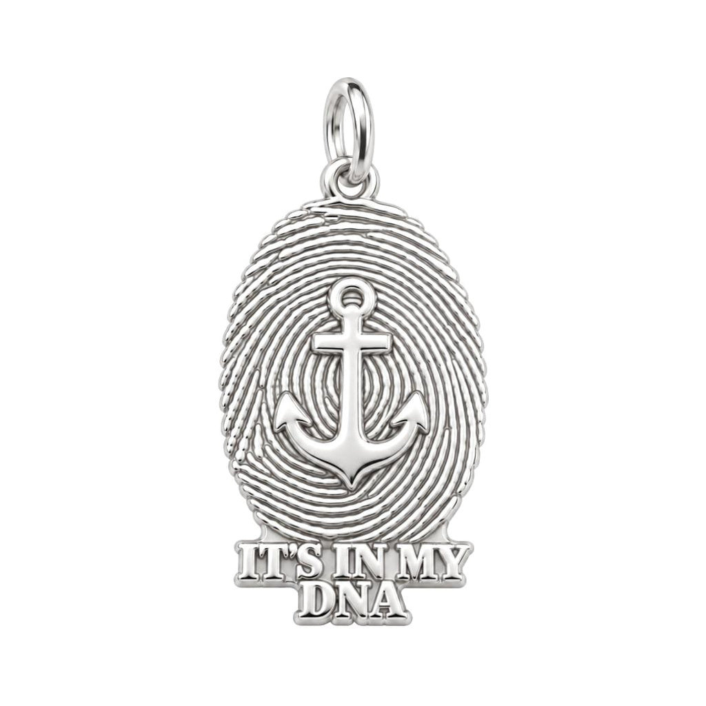 Anchor Fingerprint Charm Bracelet – Personalized Veteran Gift – silver charm, front view
